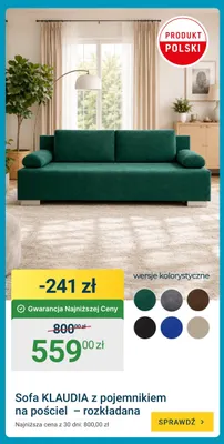 Sofa Klaudia z pojemnikiem na pościel rozkładana promocja w ERLI