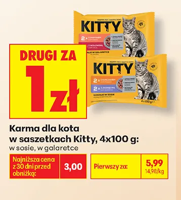 Karma dla kota w saszetkach Kitty w sosie 4-pak promocja w Biedronka