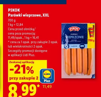 Parówki wieprzowe Pikok XXL promocja w Lidl