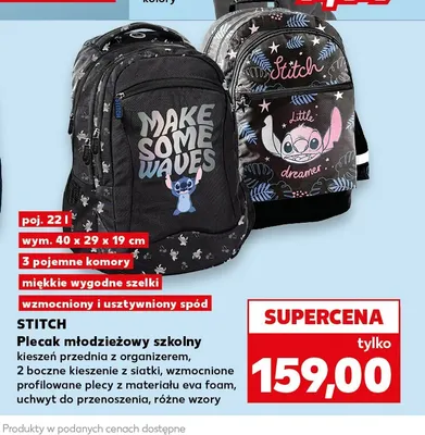 Plecak młodzieżowy szkolny Stitch 22 l promocja w Kaufland