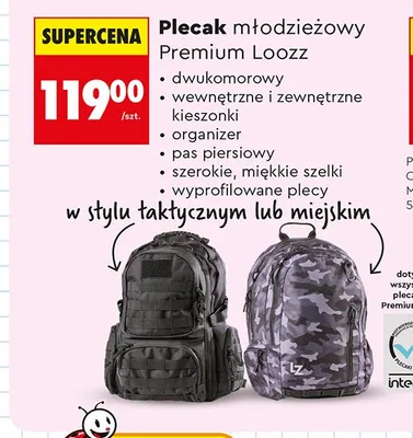 Plecak młodzieżowy Premium Loozz promocja w Biedronka