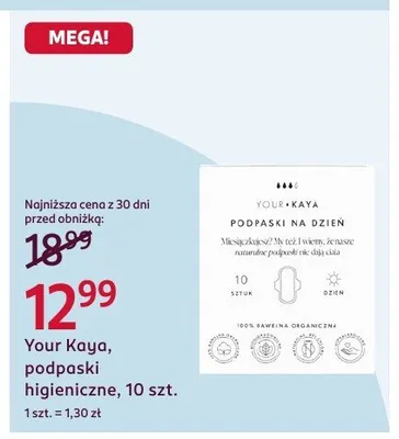 Podpaski higieniczne Your Kaya promocja w Rossmann