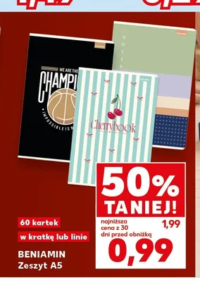 Zeszyt A5 Beniamin 60 kartek w linie promocja w Kaufland