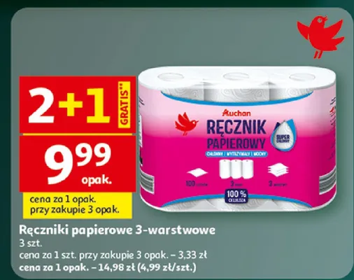Ręczniki papierowe 3-warstwowe promocja w Auchan