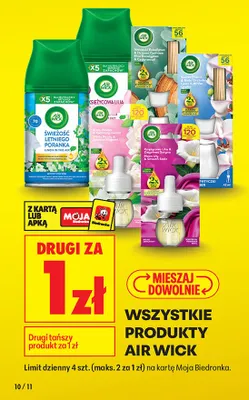 Wszystkkie produkty Air Wick DRUGI ZA 1 ZŁ promocja w Biedronka