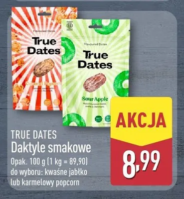 Daktyle smakowe kwaśne jabłko True Dates promocja w Aldi