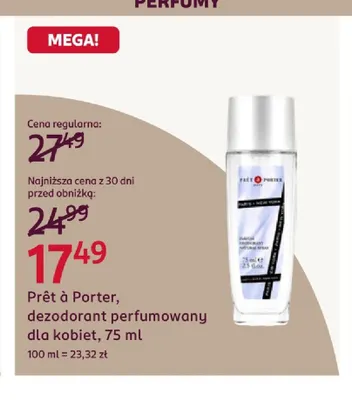 Dezodorant perfumowany dla kobiet Prêt à Porter promocja w Rossmann