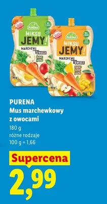 Mus marchewkowy z owocami Purena promocja w Lidl