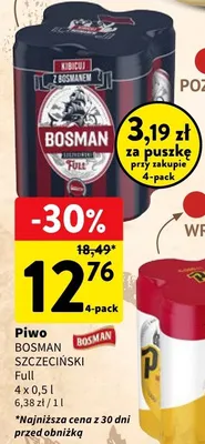 Piwo Bosman Szczeciński Full 4-pack promocja w Intermarche