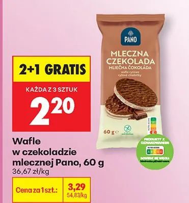 Wafle w czekoladzie mlecznej 2+1 GRATIS promocja w Biedronka