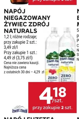 Napój niegazowany Żywiec Zdrój Naturals promocja w Stokrotka