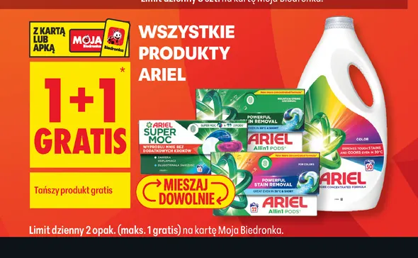 Kapsułki do prania Allin1 Pods Color Ariel promocja w Biedronka