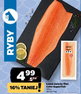 Łosoś świeży filet Coho SuperFish promocja w Netto