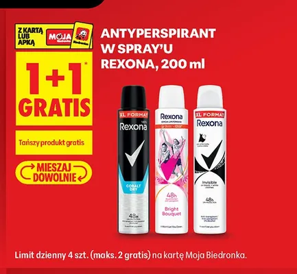 Antyperspirant w sprayu Rexona Cobalt Dry promocja w Biedronka