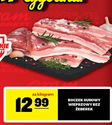 Boczek surowy wieprzowy bez żeberek promocja w Gram Market