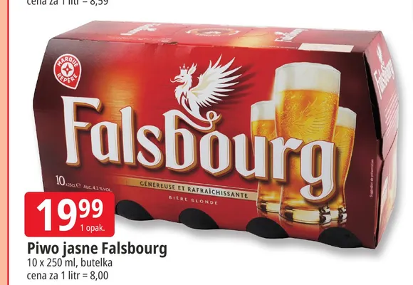 Piwo jasne Falsbourg 10-pak 250 ml promocja w Leclerc