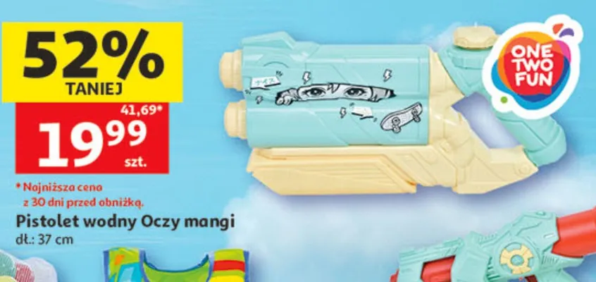 Pistolet wodny Oczy mangi ONE TWO FUN dł. 37cm promocja w Auchan