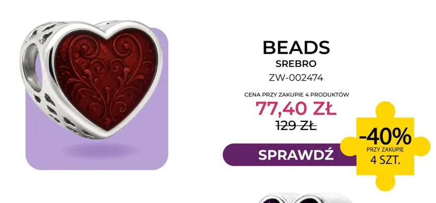 Beads srebro ZW-002474 Briju promocja w Briju