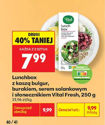 Lunchbox z kaszą bulgur burakiem serem solankowym i słonecznikiem Vital Fresh promocja w Biedronka