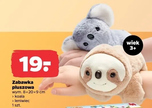 Zabawka pluszowa koala, leniwiec promocja w Netto