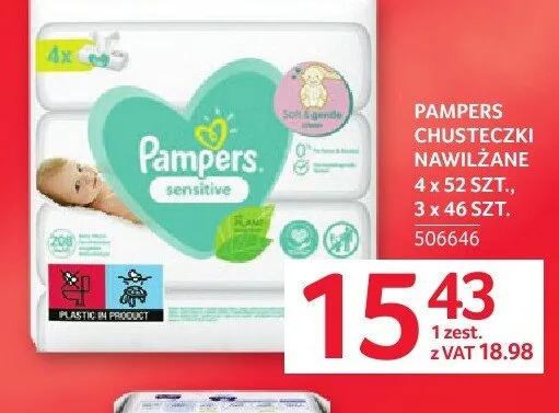 Chusteczki nawilżane PAMPERS promocja w Selgros