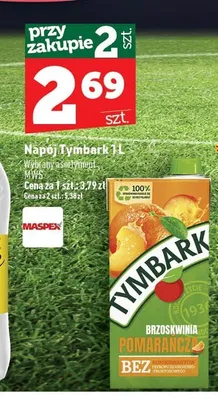 Napój Tymbark Brzoskwinia Pomarańcza promocja w TOPAZ