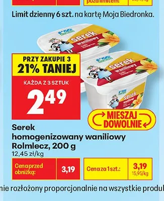 Serek homogenizowany waniliowy Rolmlecz promocja w Biedronka
