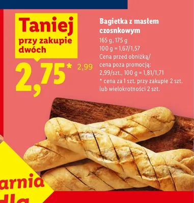 Bagietka z masłem czosnkowym Piekarnia Lidla 165 g promocja w Lidl