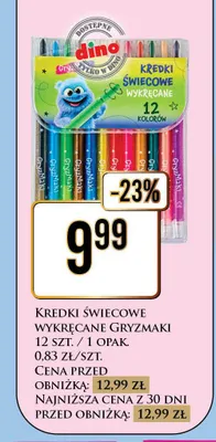 Kredki świecowe wykręcane Gryzmaki 12-pak promocja w Dino