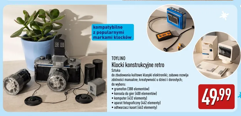 Klocki konstrukcyjne retro konsola do gier Toylino promocja w Aldi