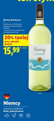 Wino białe Riesling Rheinhessen promocja w Lidl