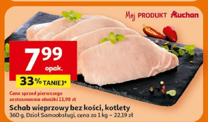 Schab wieprzowy bez kości, kotlety promocja w Auchan