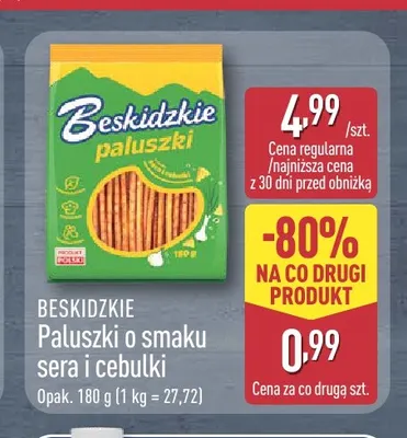 Paluszki o smaku sera i cebulki Beskidzkie promocja w Aldi