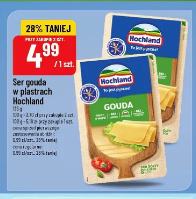 Ser gouda w plastrach Hochland promocja w POLOmarket