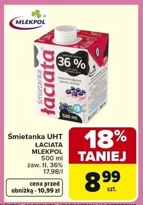 Śmietanka UHT Łaciata promocja w Carrefour Market