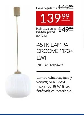 Lampa wisząca 45TK Groove 11734 LW1 promocja w Abra Meble