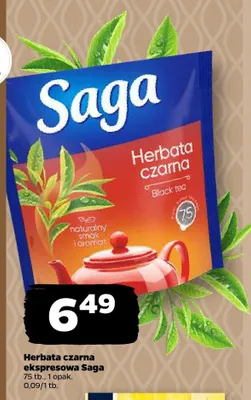 Herbata czarna ekspresowa Saga promocja w Netto