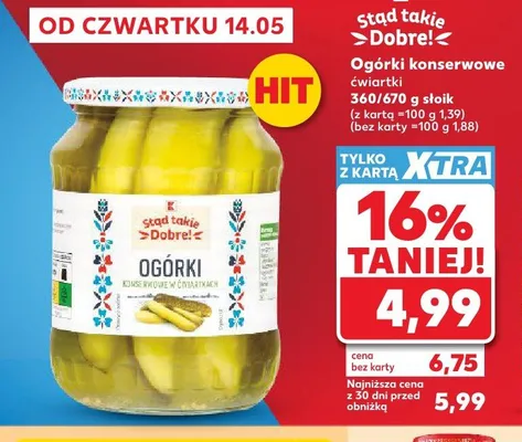 Ogórki konserwowe ćwiartki Stąd takie Dobre! promocja w Kaufland