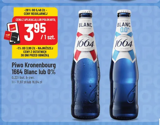 Piwo bezalkoholowe Kronenbourg 1664 Blanc promocja w POLOmarket