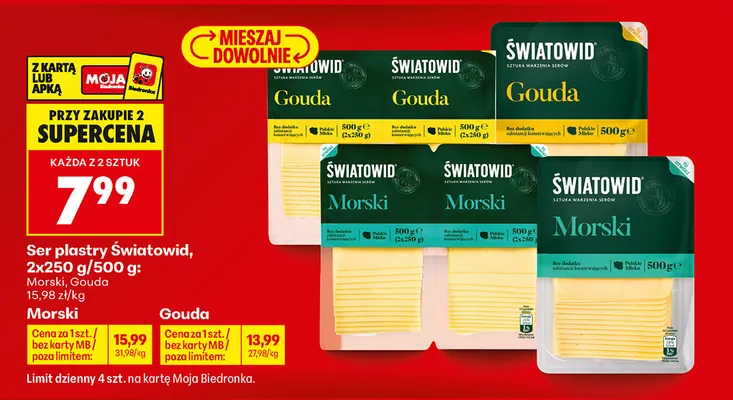 Ser gouda w plastrach Światowid promocja w Biedronka