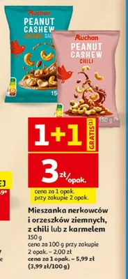 Mieszanka nerkowców i orzeszków ziemnych z karmelem Auchan promocja w Auchan