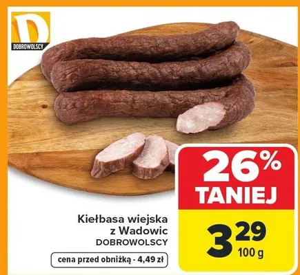 Kiełbasa wiejska z Wadowic promocja w Carrefour Market