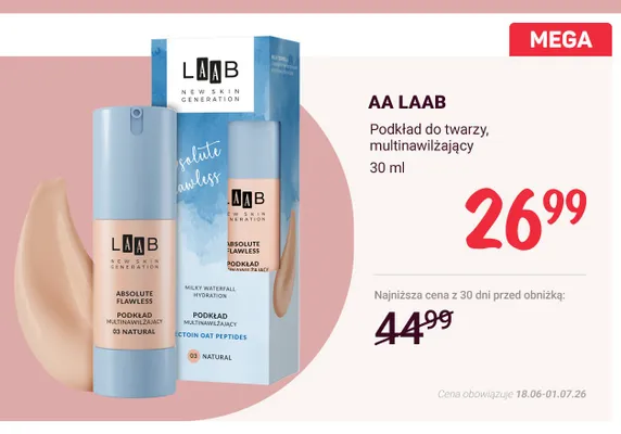 Podkład do twarzy multinawilżający AA LAAB promocja w Rossmann