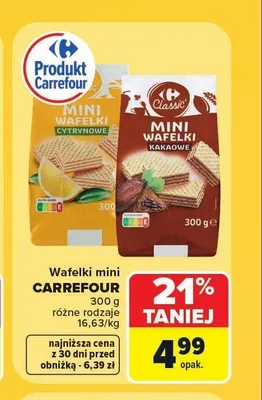 Wafelki mini Carrefour kakaowe promocja w Carrefour Market
