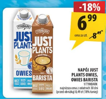 Napój just plants owies, owies barista promocja w Arhelan