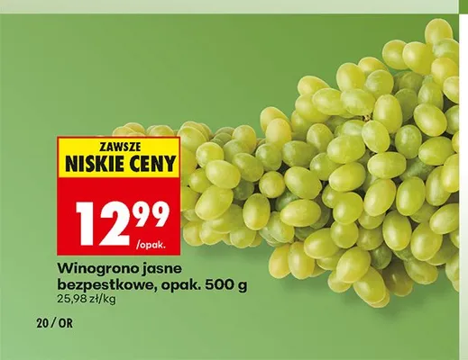 Winogrono jasne bezpestkowe promocja w Biedronka
