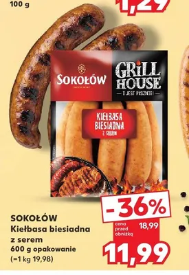 Kiełbasa biesiadna z serem Sokołów promocja w Kaufland
