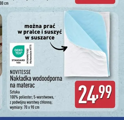 Nakładka wodoodporna na materac NOVITESSE 70x90 cm promocja w Aldi