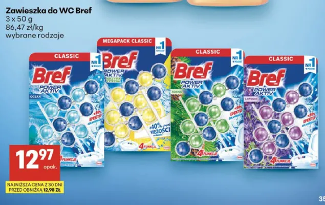 Zawieszka do WC Bref Power Aktiv Ocean 3-pak promocja w Delikatesy Centrum