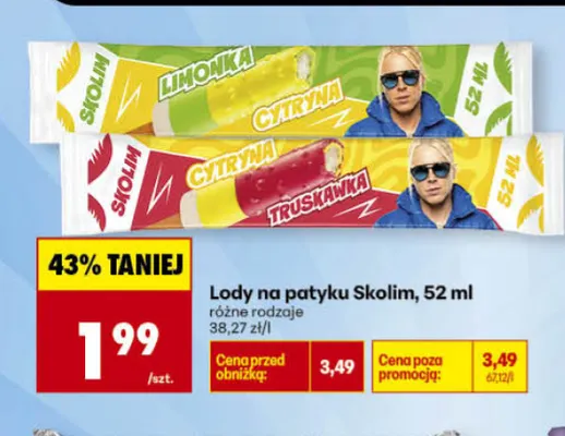 Lody na patyku Skolim cytryna truskawka promocja w Biedronka